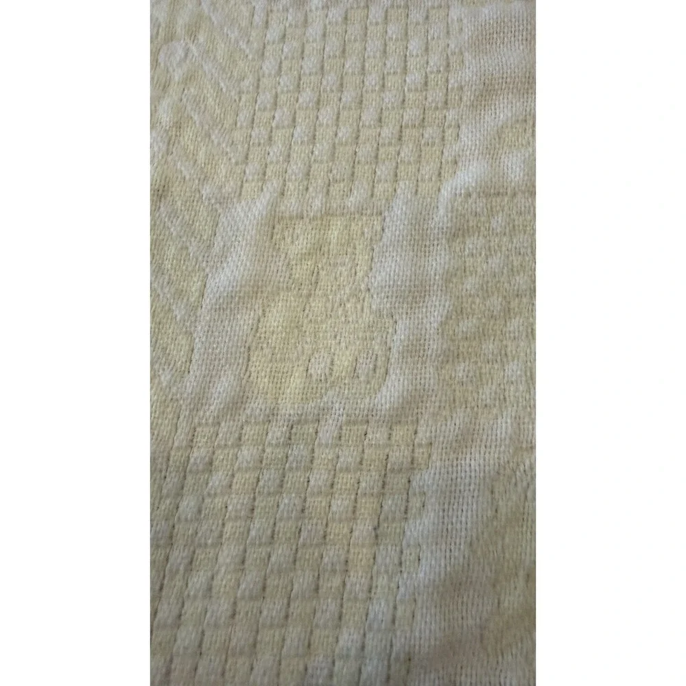 Vintage Baby Blanket 100% Acrylic Textured Fringed Ducks Bears Hearts Yellow